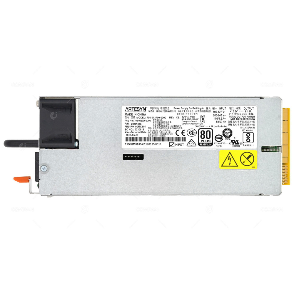 00MX915  LENOVO  750W HIGH EFFICIENCY PLATINUM AC POWER SUPPLY FOR SYSTEM X